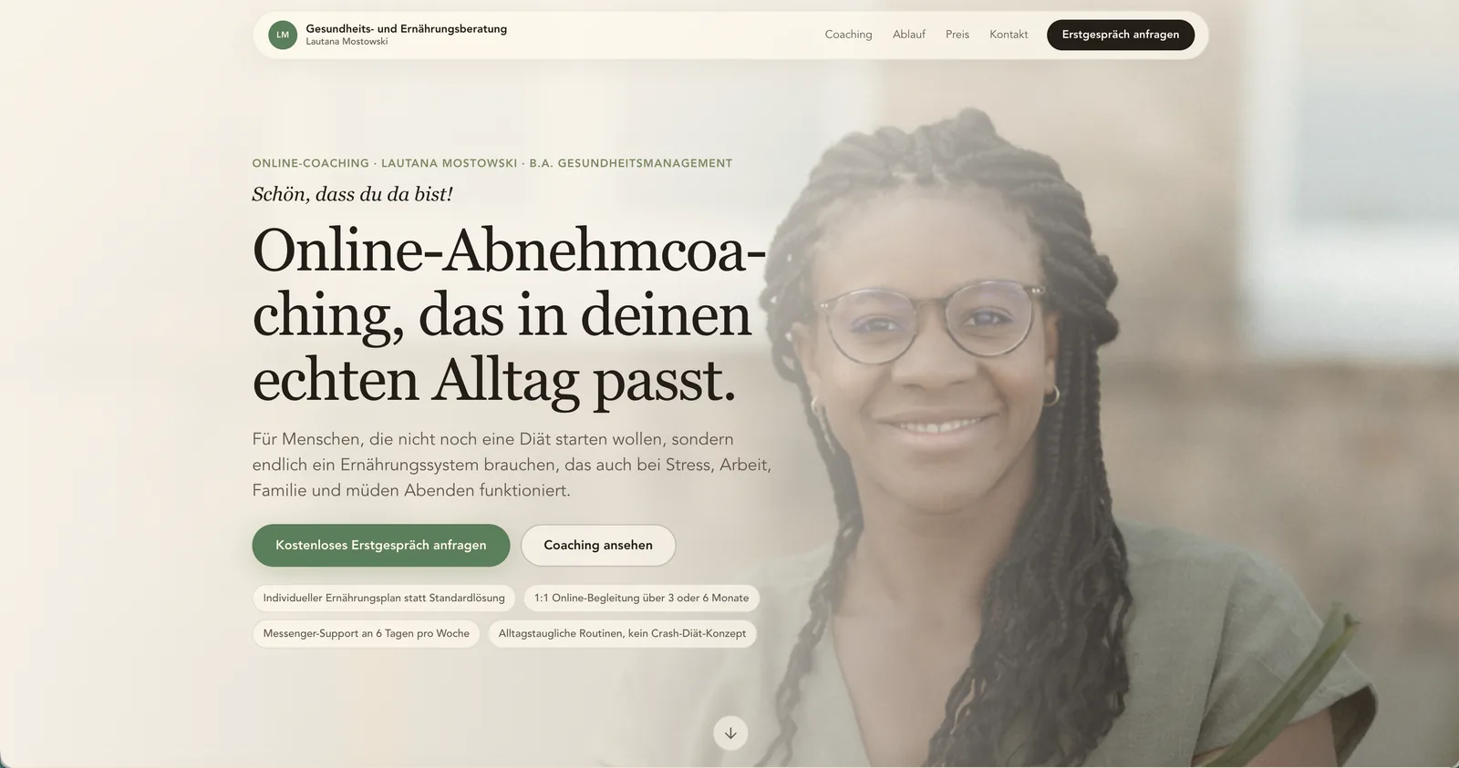 Landingpage für Lautana Coaching
